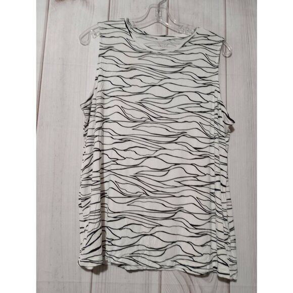 Nine West Shirt Ladies Extra Large White Black Soft Spun Sleeveless Light Weight - Picture 1 of 5